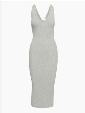 Artizia Wilfred Accompany Dress Rib-knit V-neck Maxi Gray L
